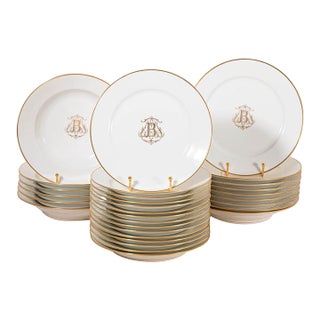 19th Century French Sèvres Porcelain China Monogrammed With 'B' (C. 1874) - 55 Pieces For Sale