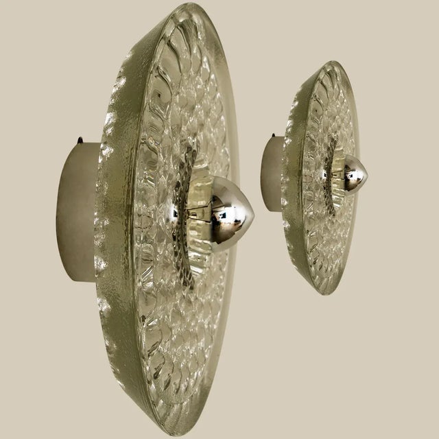 Sculptural Glass and Chrome Wall Light from Peill & Putzler, 1970s For Sale - Image 11 of 14