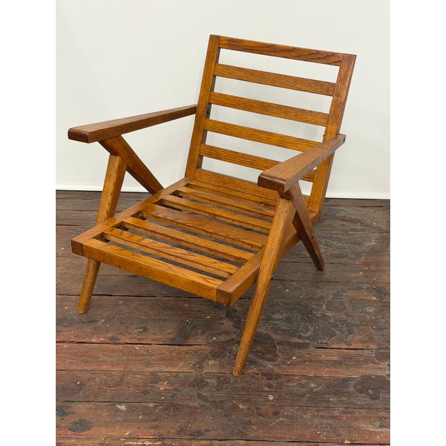 Mid Century Modern Oak Slat Construction Z Chair, Crawford Furniture For Sale In New York - Image 6 of 14