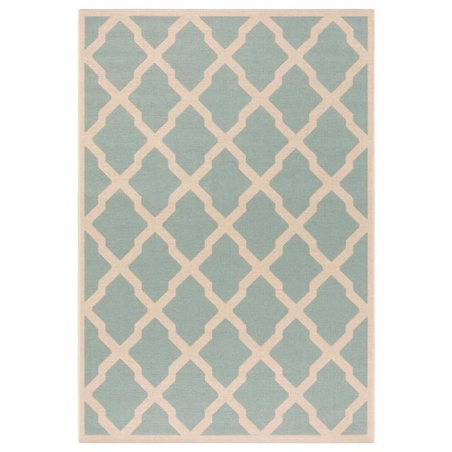 2020s Coastal Indoor Outdoor Rug Aqua & Cream 8'6"x12' For Sale - Image 5 of 5