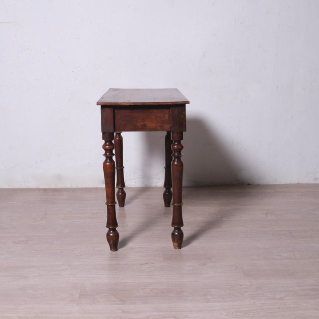 Wood Antique Rectangular Writing Desk with Drawer, 1890s For Sale - Image 7 of 17