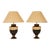 Vintage French Table Lamp Black Gold Vase Lamps Ceramic a Pair For Sale