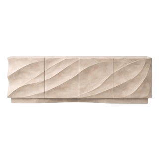 Hand-Carved Stone Sideboard with Walnut Interior from Justfurnituress SRL For Sale