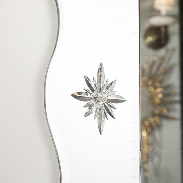 Hollywood Venetian Glass Scalloped Shadowbox Beveled Mirror W/ Reversed Etching For Sale - Image 9 of 10