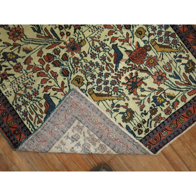 Late 20th Century Ivory Field Pigeon Bird Traditional 20th century Persian Pictorial Rug For Sale - Image 5 of 6