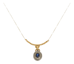 Silver and 19.2k Gold Chain with Sapphire and Diamonds