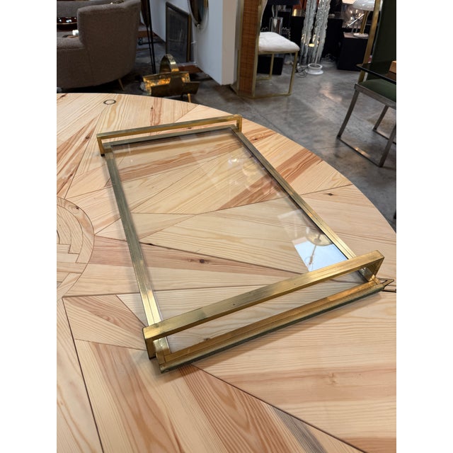 Mid-Century Modern Mid-Century Modern Brass and Glass Serving Tray For Sale - Image 3 of 6