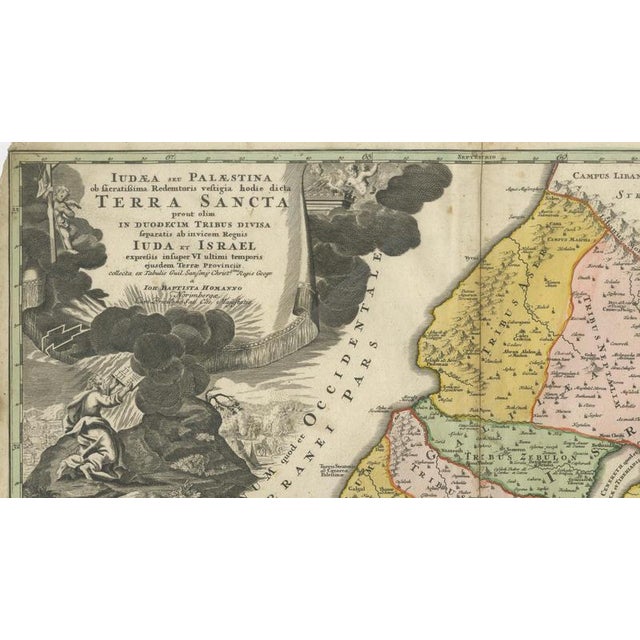 Holy Land Map of Judaea Palestina from Homann, 1710s For Sale - Image 4 of 9