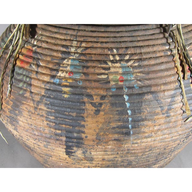 Native American Large Robert Rivera Basket W/ Painted Dancers & Horns For Sale - Image 3 of 15