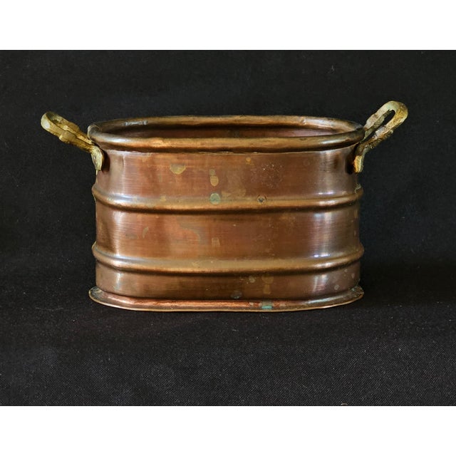 French Antique French Copper Jardinière With Brass Handles – 19th Century Vintage Planter For Sale - Image 3 of 9