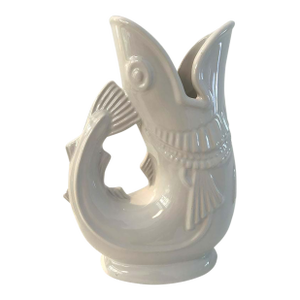 Vintage English White Gurgle Cod Fish Pitcher/Vase
