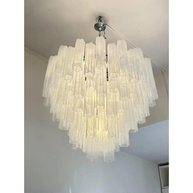 Large Venetian White Alabastro Tronchi Murano Glass Chandelier by Simoeng For Sale - Image 6 of 9