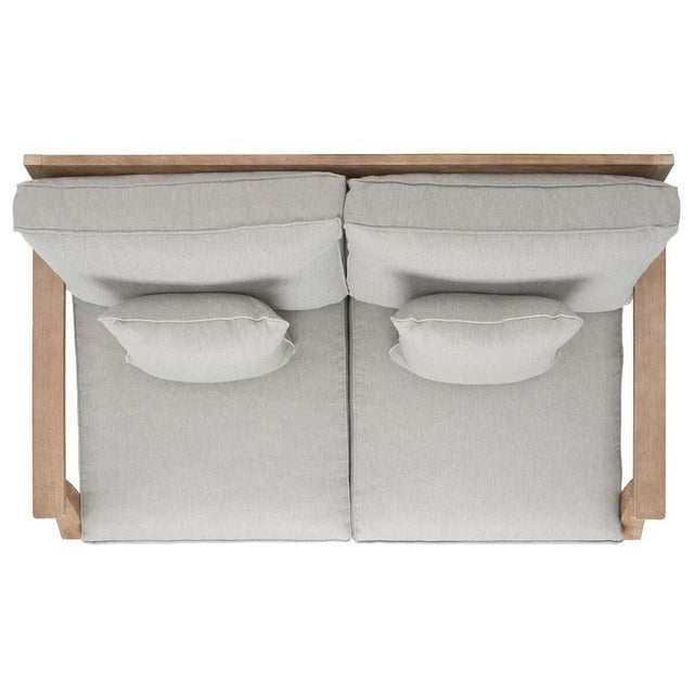 Tan Martinique Wood Patio Loveseat - Natural/Grey For Sale - Image 8 of 11