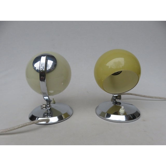 Art Deco Brass and Hand-Blown Glass Table Lamps, 1930s, Set of 2 For Sale - Image 4 of 17