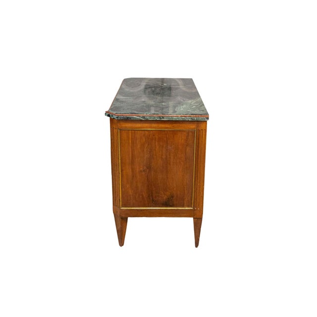 Italian Piemontese 1890s Three-Drawer Walnut Commode with Dark Green Marble Top For Sale - Image 12 of 18