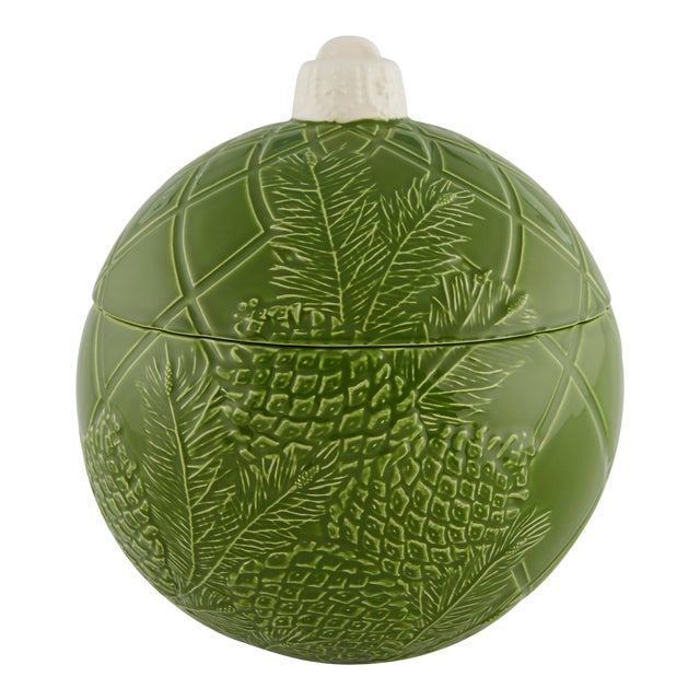Bordallo Pinheiro Christmas Ornaments, Large Ornament Box, Green Chairish