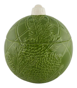 Bordallo Pinheiro Christmas Ornaments, Large Ornament Box, Green