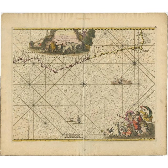 17th Century Antique Map of the Coast of Angola to Port Elizabeth in South Africa, 1675, Set of 2 For Sale - Image 5 of 5