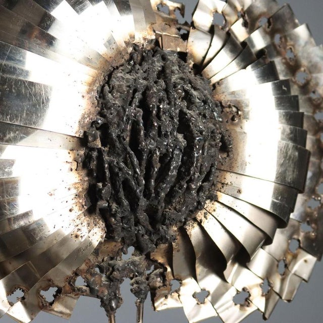 Sheet Metal Sculpture on Wood Base For Sale - Image 3 of 9