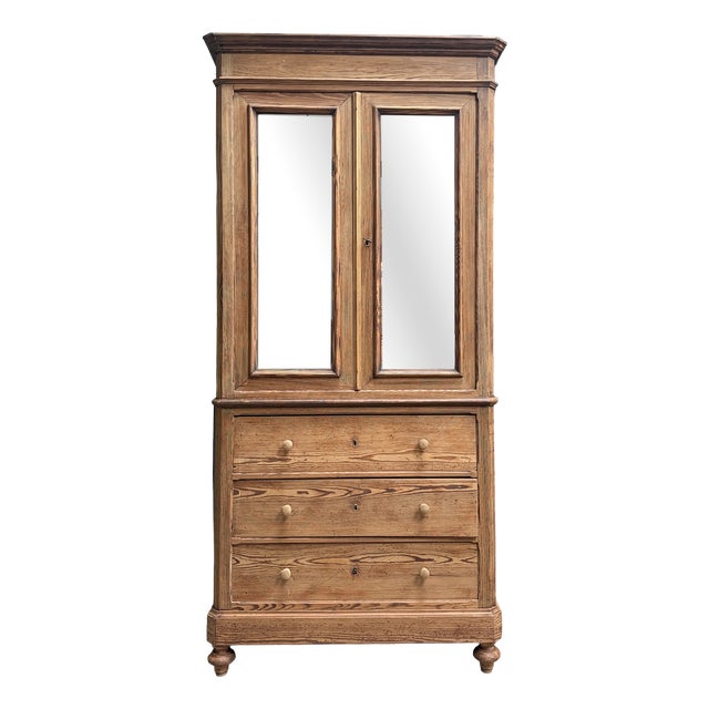 Antique Louis Philippe Wardrobe in Pine For Sale