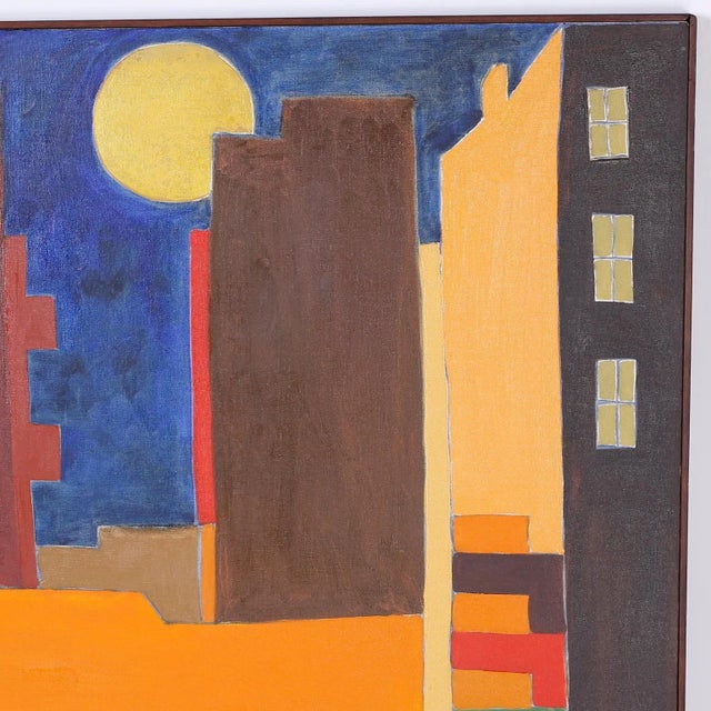 Mid-Century Modern Colorful Modernist Painting on Canvas For Sale - Image 3 of 9