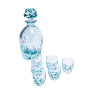 Moser Cut Crystal Decanter and Tumber Set, 1970s, Set of 7