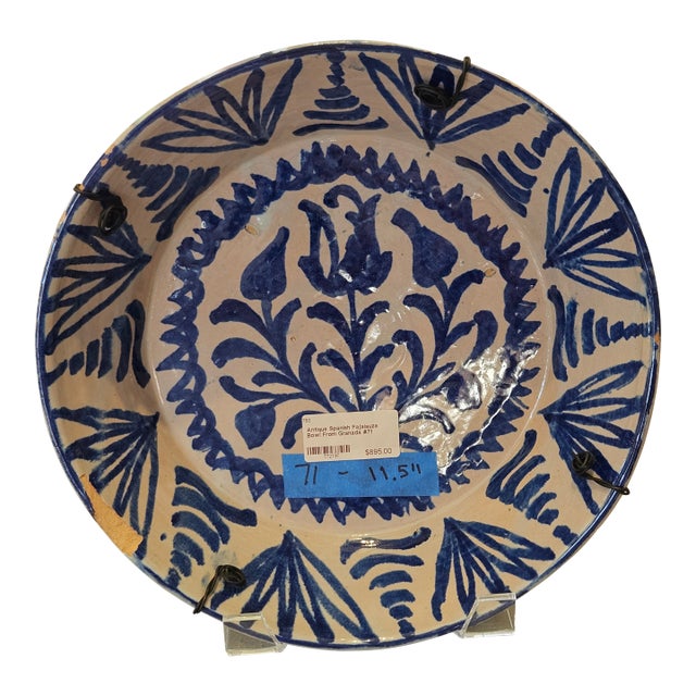 Mid 19th Century Spanish Ceramic Fajalauza Bowl From Granada For Sale