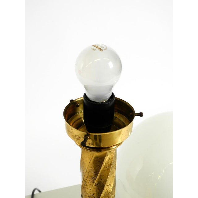Large Column-Style Table Lamp in Brass with Frosted Glass Globe, 1960s For Sale - Image 14 of 18