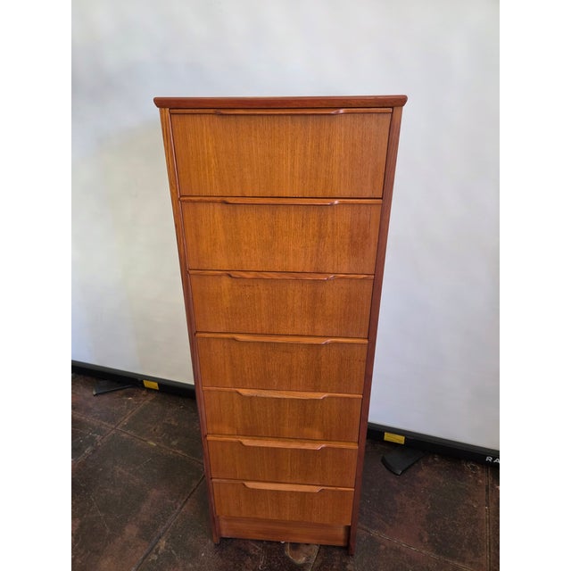 Mid - Century Danish Modern Tall 7 Drawer Loungerie Dresser Teak For Sale In San Diego - Image 6 of 7