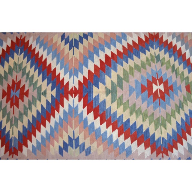 1970s 1960s Vintage Oushak Rug Handmade Turkish Kilim Rug - 6′1″ X 9′ For Sale - Image 5 of 11