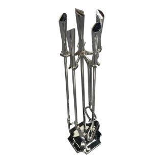 MCM Chrome Fireplace Tool Set For Sale