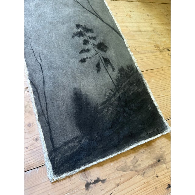 Mixed Media Original Landscape Painting on Raw Canvas by Chelsea Fly. 12”W x 20”H Watercolor, Ink, and Oil Pastel.