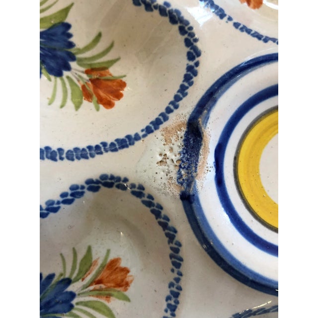 Henriot Quimper Quimper Brittany Faience Majolica French Oyster Plate For Sale - Image 4 of 6