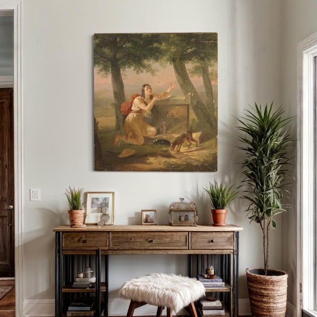 French Artist, Neoclassical Scene, 1830, Oil on Panel For Sale - Image 12 of 16