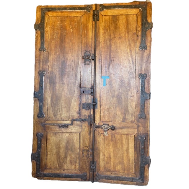 Very Old 104"H x 68" Pair of Authentic French Entry Doors with Old French Hardware from France. Very Unique!