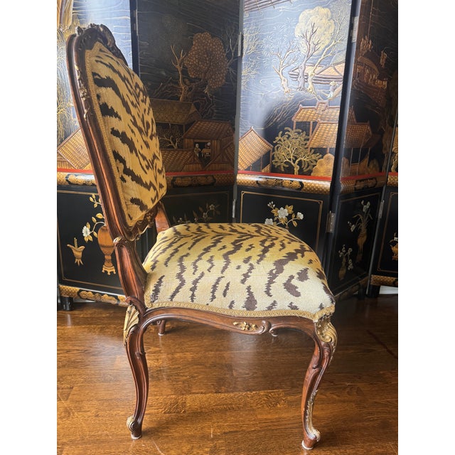 The House of Scalamandre 1950s Louis XV Chair in Scalamandre Tigre Upholstery For Sale - Image 4 of 9