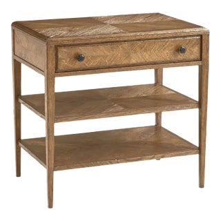 Rustic Two Tier Light Oak Nightstand For Sale