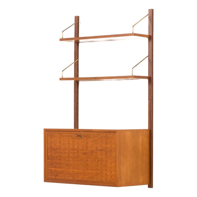 Teak Shleving Wall Unit with Bureau by Poul Cadovius for Cado,1960s For Sale
