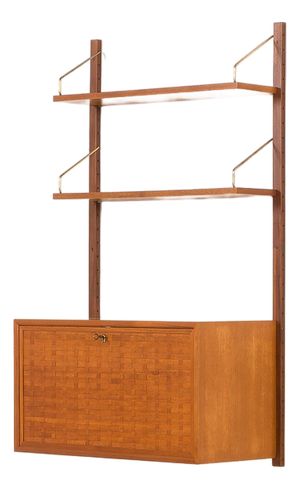 Teak Shleving Wall Unit with Bureau by Poul Cadovius for Cado,1960s