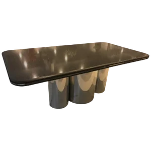 Black Granite and Chrome Dining Table