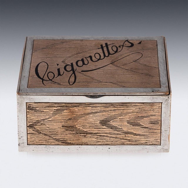 American Silver Plated Trompe Ioeil Cigarette Box from Tiffany & Co, 1910 For Sale - Image 15 of 17