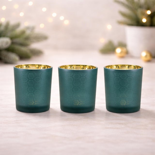 Contemporary Geometric Patterned Votive Holder (Set of 3) For Sale - Image 3 of 6