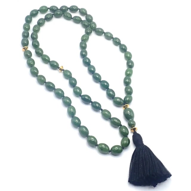 1970s Tiffany & Co. Angela Cummings Nephrite Jade Bead Yellow Gold Necklace For Sale - Image 12 of 12