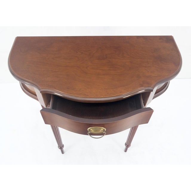 Late 20th Century Demi Lune One Drawer Mahogany Console Entry Hall Table MINT For Sale - Image 5 of 12