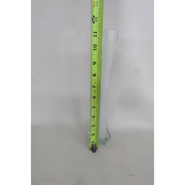 Eiffel Tower Vase White Glass With Slim Tapered Neck and Clear Footed Base 4828b For Sale - Image 17 of 18