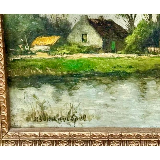 Early 20th Century Antique European Pastoral Landscape Oil on Canvas, Signed by Artist For Sale - Image 5 of 11