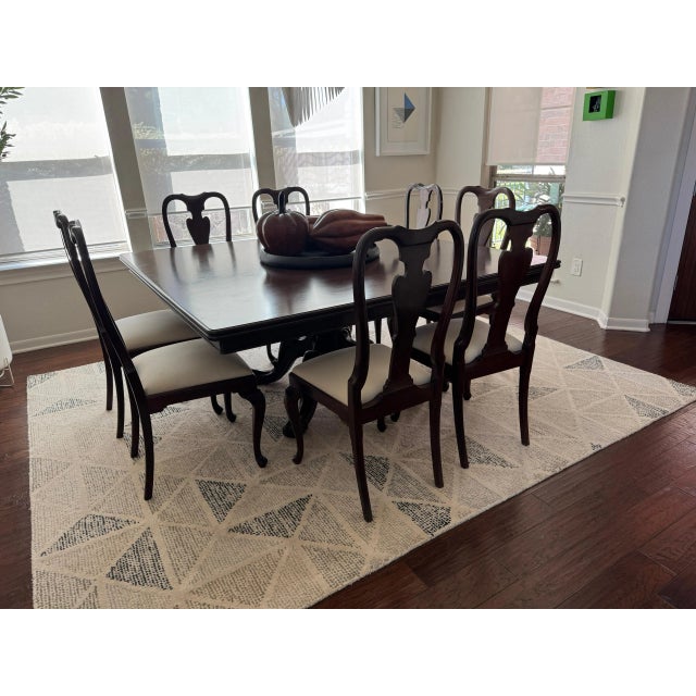 Late 20th Century Set of 8 Vintage Queen Anne Style Dining Chairs For Sale - Image 5 of 6