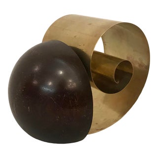 Mid Century Wood and Brass Roll Out Book Slide For Sale