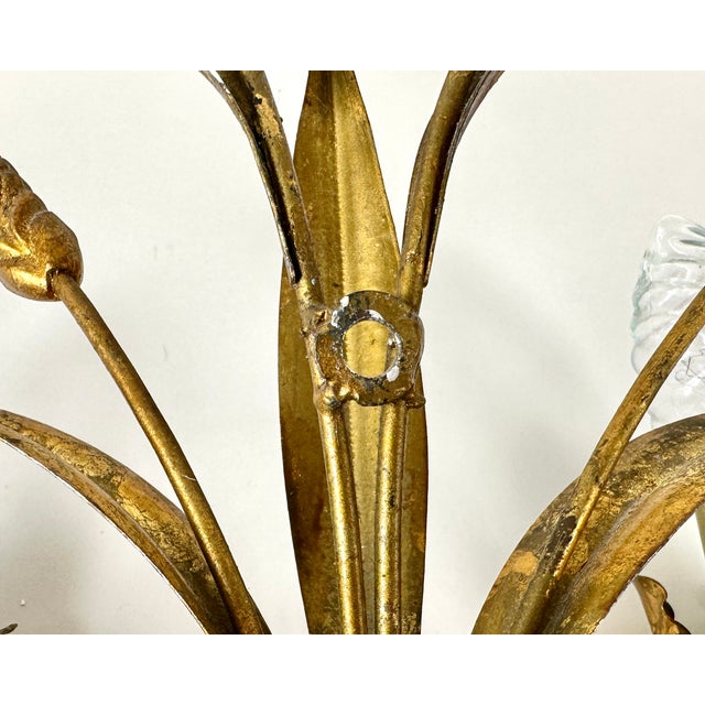 Metal Mid-Century Wheat Sheaf Sconce, Florence, Italy, 1950s For Sale - Image 7 of 8