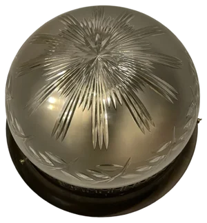 Vintage Bronze Ceiling Lamp with Cut Crystal Shade, 1960s
